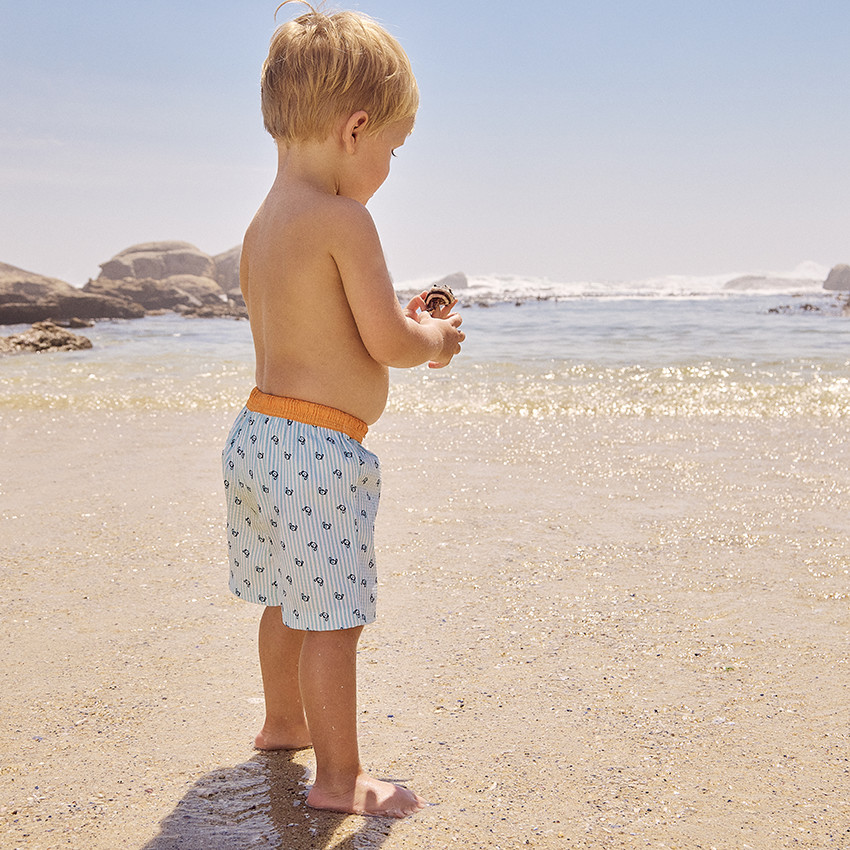 Short de baño en seersucker con estampado fantasía para bebé niño 