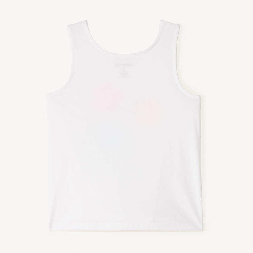 Camiseta sin mangas con efecto anudado y estampado brillante para niña 