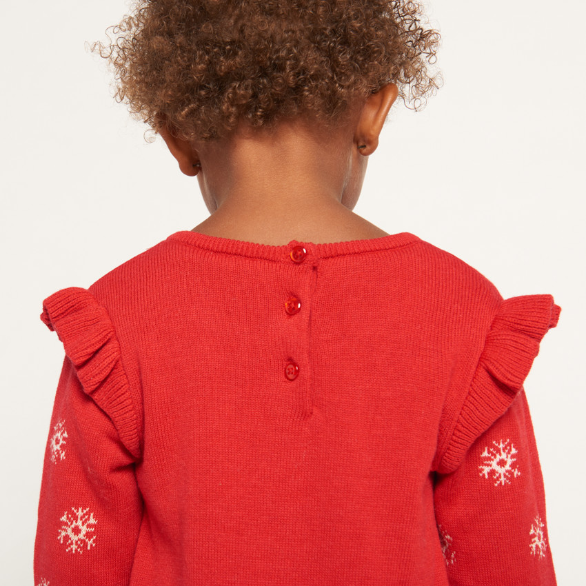Robe en tricot jacquard motifs Noël pour bébé fille 