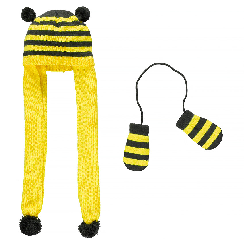 Conjunto de gorro/bufanda + manoplas a rayas  Additional Conjunto de gorro/bufanda + manoplas a rayas