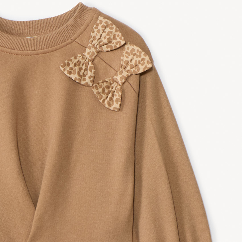 Vestido efecto 2 en 1 bicolor con estampado de leopardo para niña 