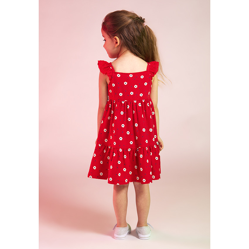 Vestido de punto moteado con estampado original para niña 