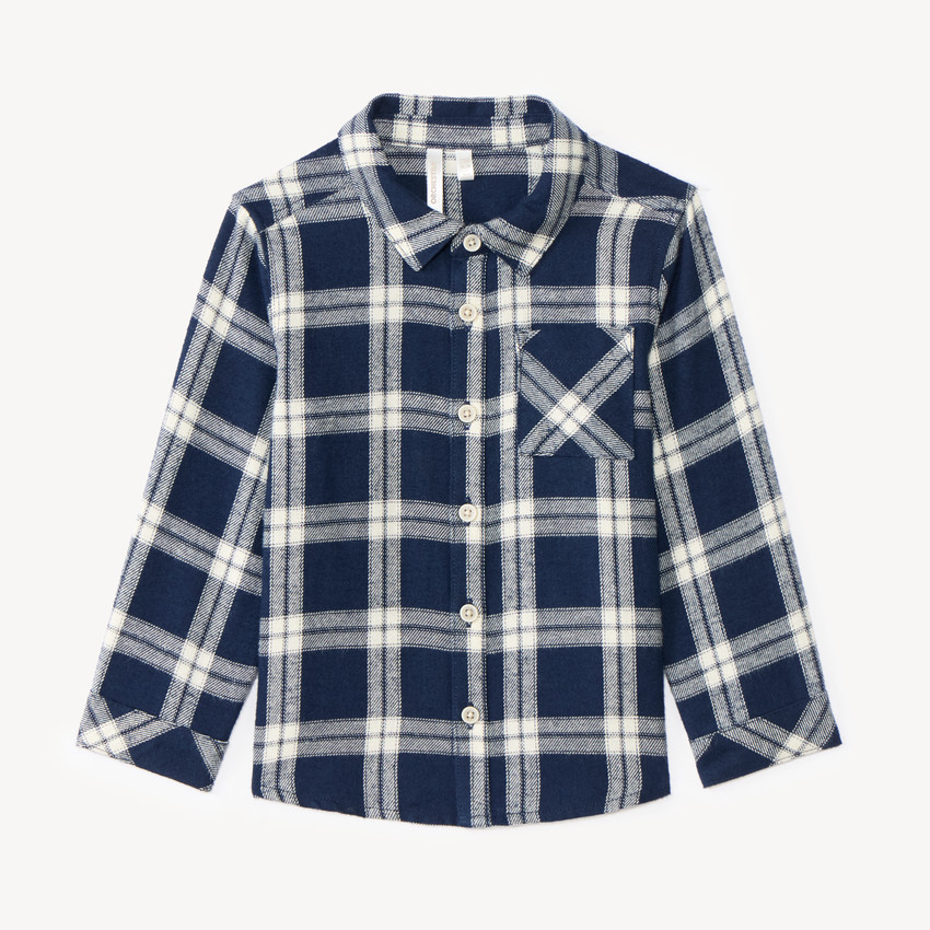 Camisa de mangas largas para bebé niño de franela a cuadros 