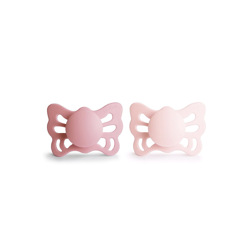 Lot de 2 sucettes silicone T1 Butterfly cedar/baby pink 