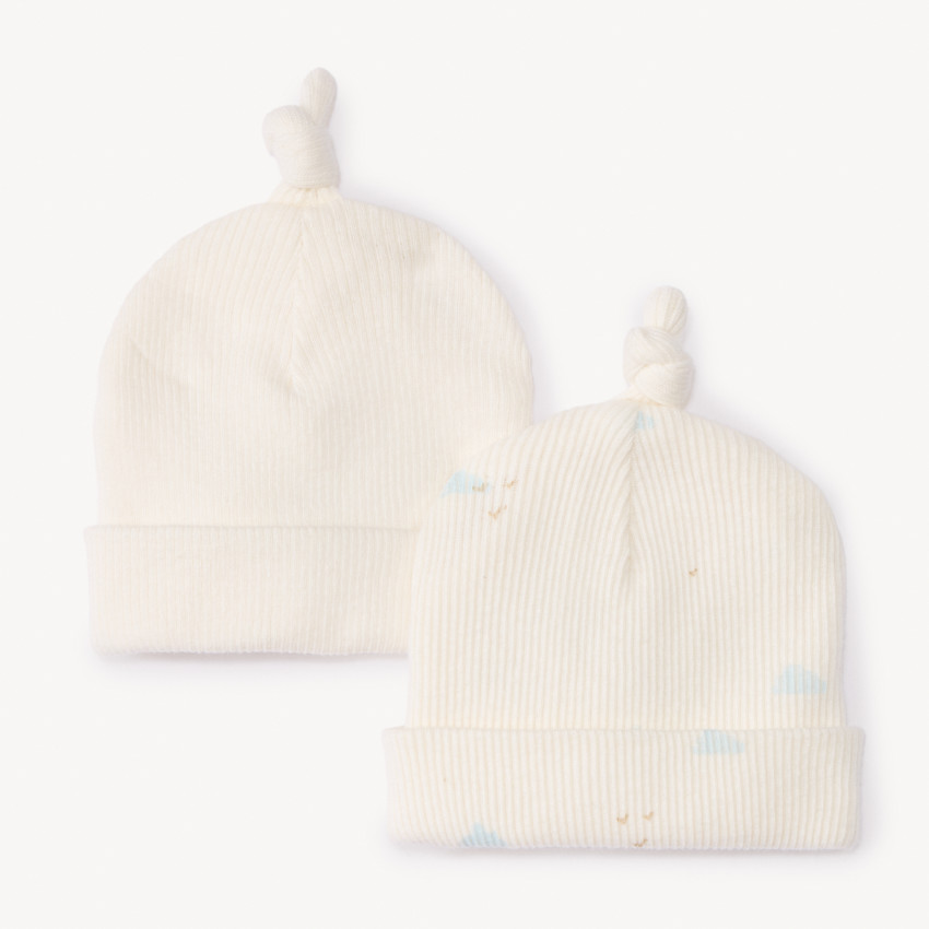 Lote de 2 gorros de nacimiento con estampado de nubes para bebé prematuro 