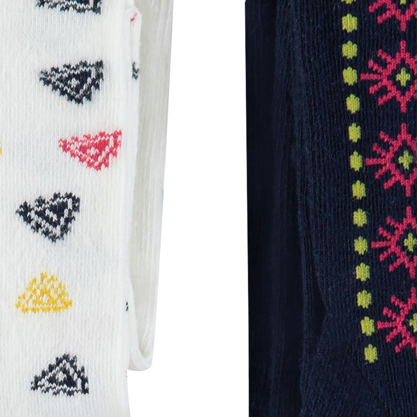 Juego de 2 pantys gruesos con motivo de jácquard de estilo étnico 