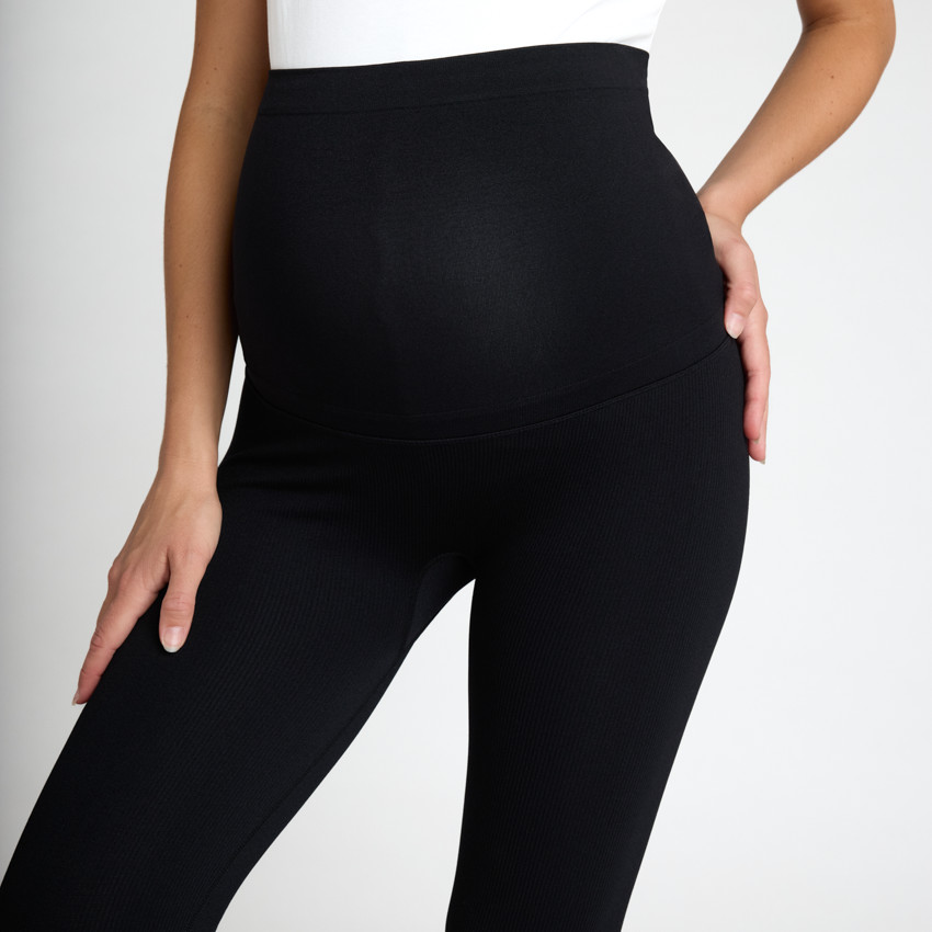 Pantalón postparto de microfibra con banda alta 