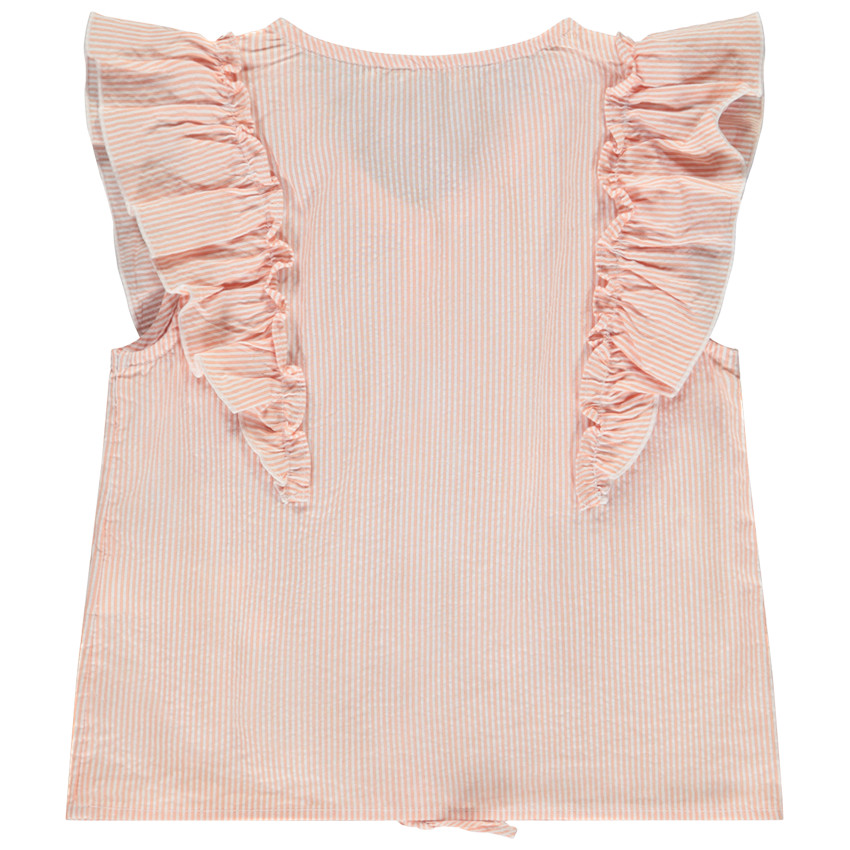 Blusa a rayas con grandes volantes para niña 