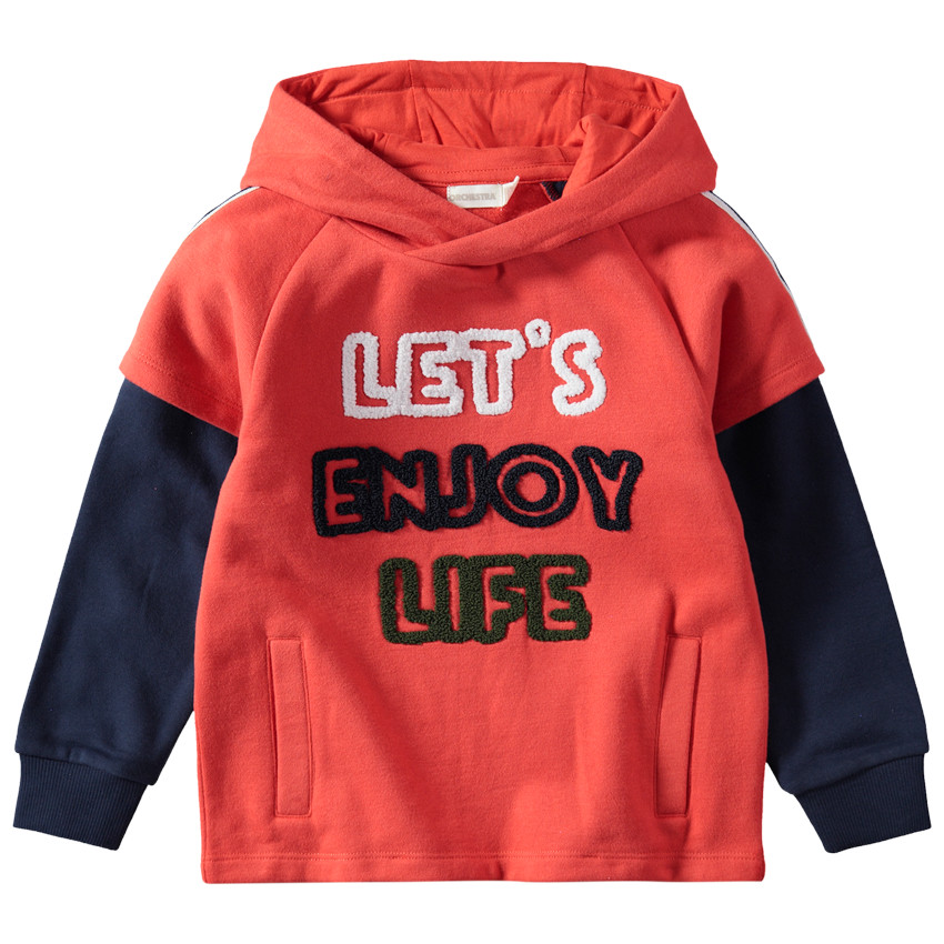 Sudadera con capucha de felpa con inscripciones de rizo 