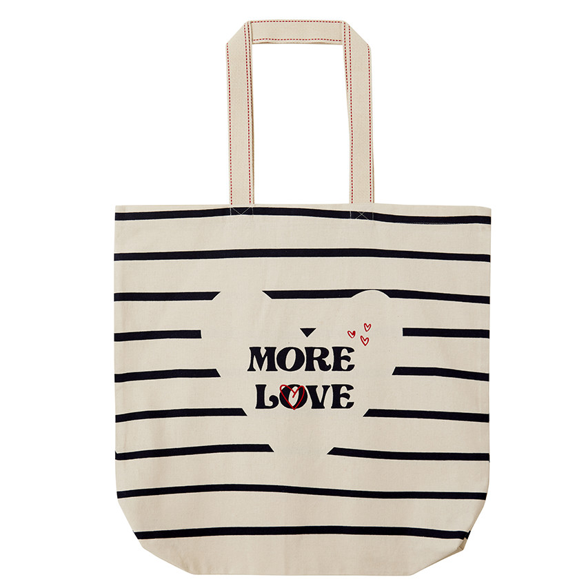Bolso de algodón reciclado a rayas con corazón 65%  Additional Bolso de algodón reciclado a rayas con corazón 65%