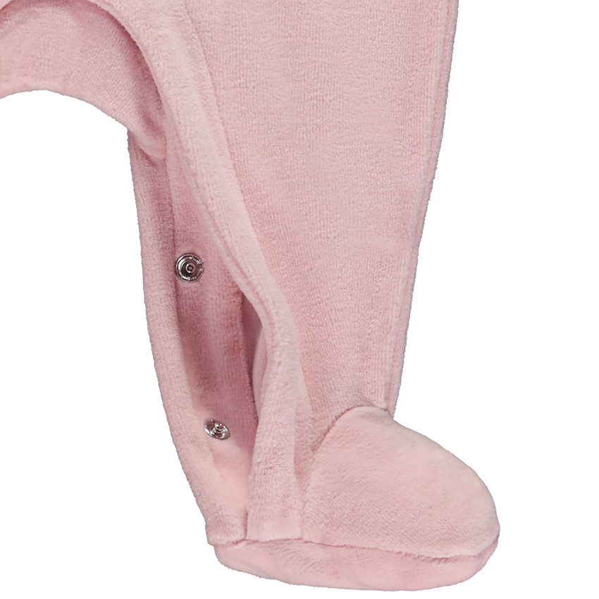 Pelele de terciopelo liso con parche bordado de abeja para bebé niña 