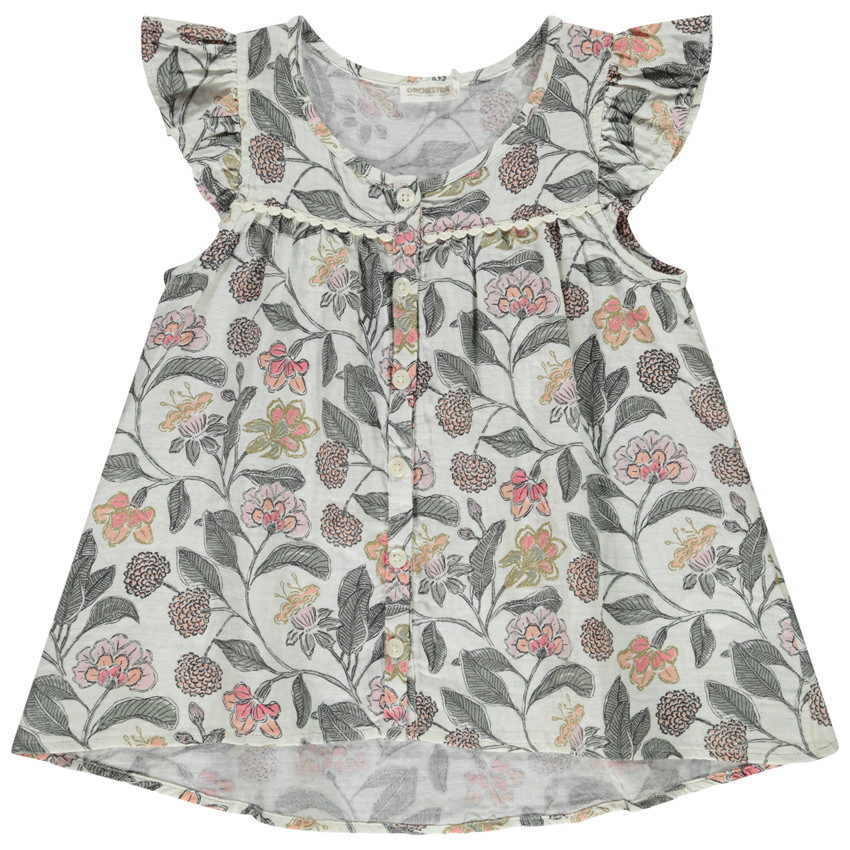 Túnica de manga corta con estampado floral para niña 