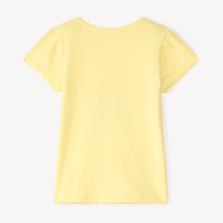 Camiseta de manga corta con estampado y brillos para niña 