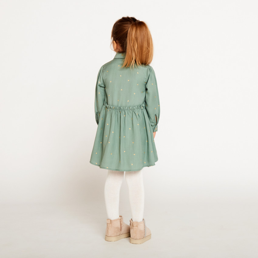 Vestido de manga larga con estampado de corazones dorados para bebé niña 