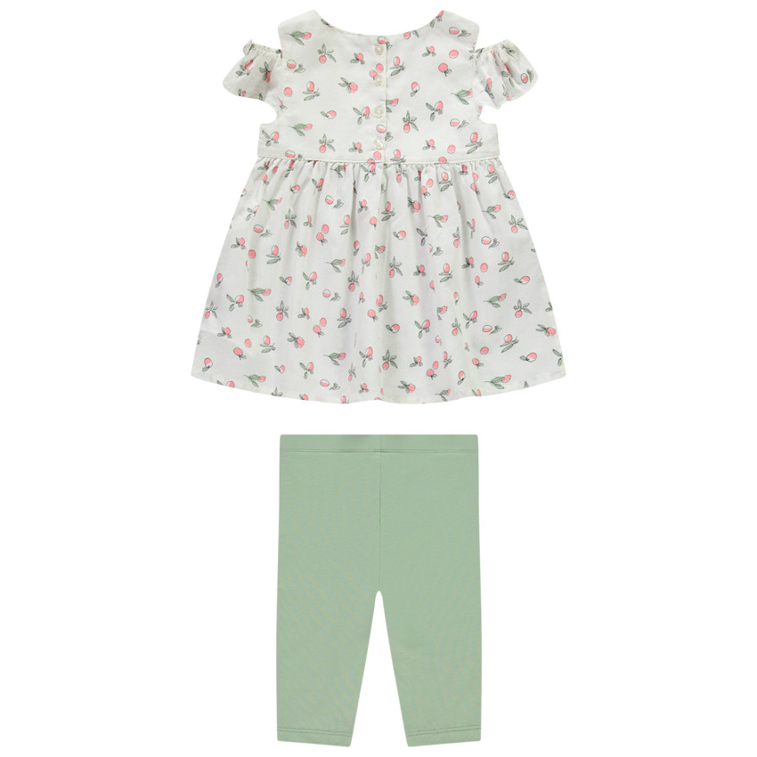 Conjunto túnica de manga corta estampada melocotón + calzón para bebé niña 