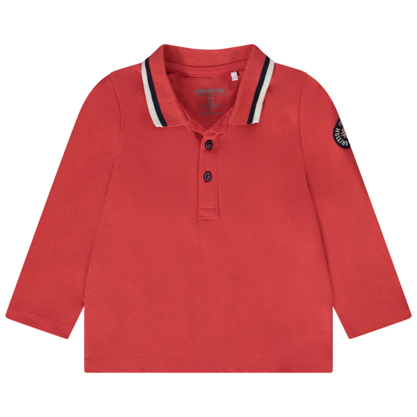 Polo de manga larga con insignia bordada para bebé niño 