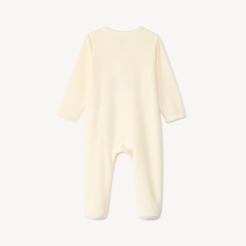 Pijama de terciopelo con parche de oso para bebé 