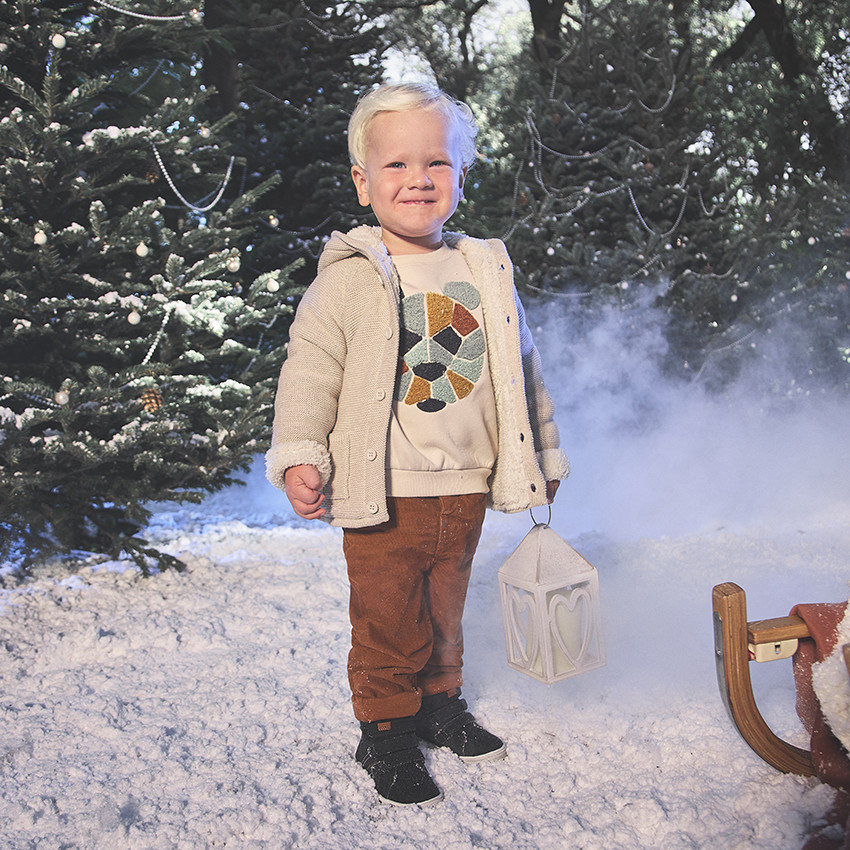 Chaleco de punto con capucha divertida y forro para bebé niño 