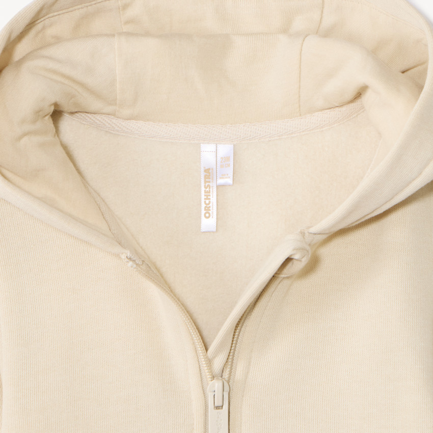 Chaleco liso de felpa con corazón bordado en lurex para niña bebé. 