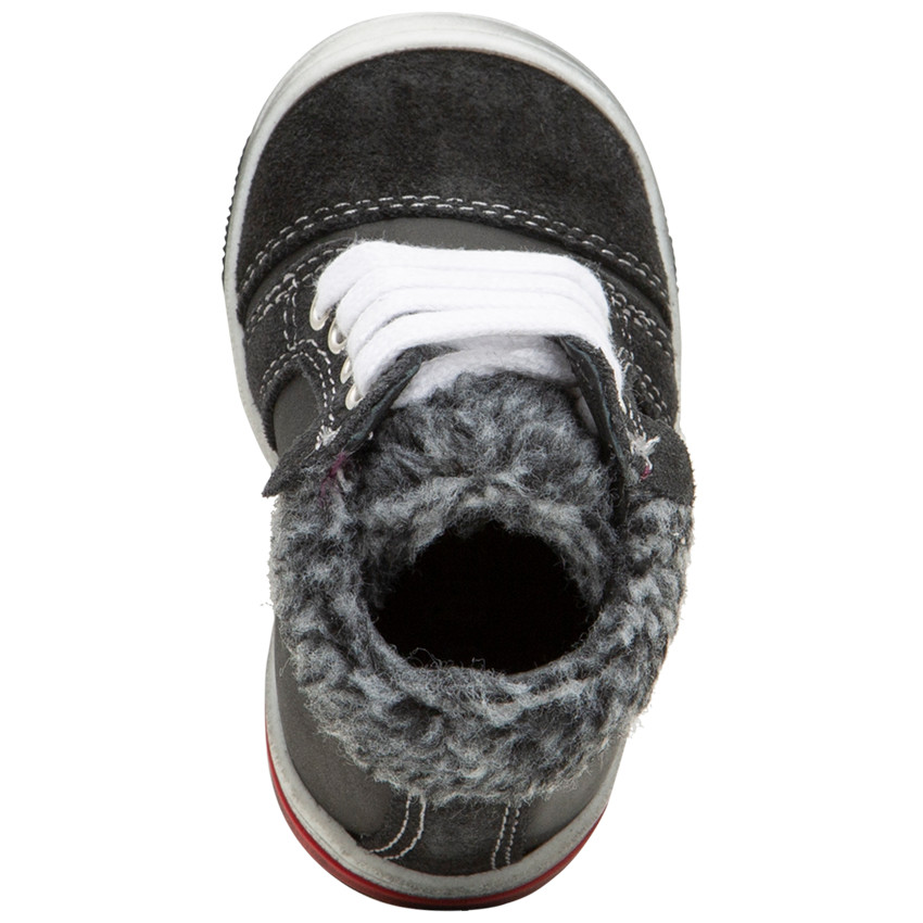 Botines efecto cuero con cordones y cuello de pelo falso 