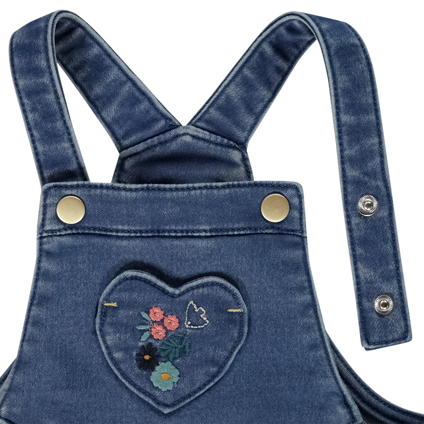 Salopette courte effet jean pour bébé fille 