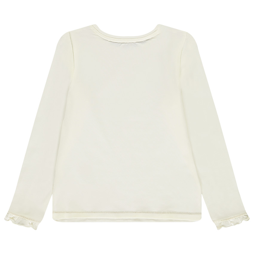 Camiseta manga larga con mariposa de lurex dorado para niña 