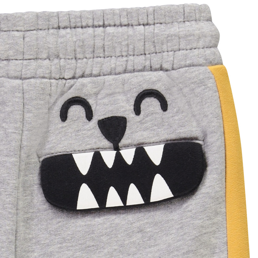 Conjunto en lana con sudadera color block divertida + pantalón de chándal para niño 