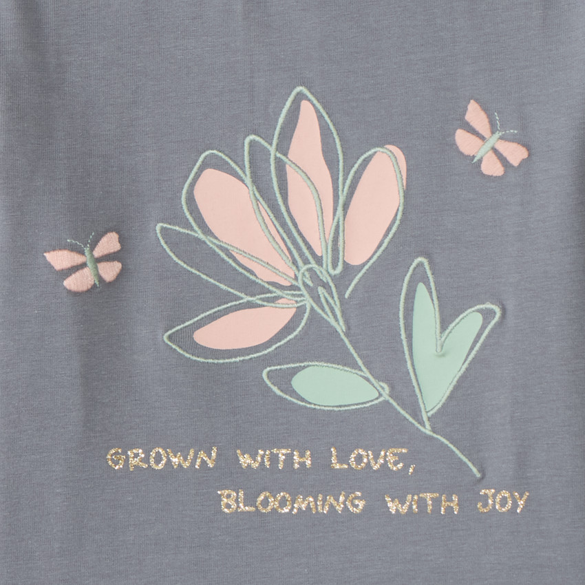 Camiseta de bebé de manga larga con volantes y estampado floral 