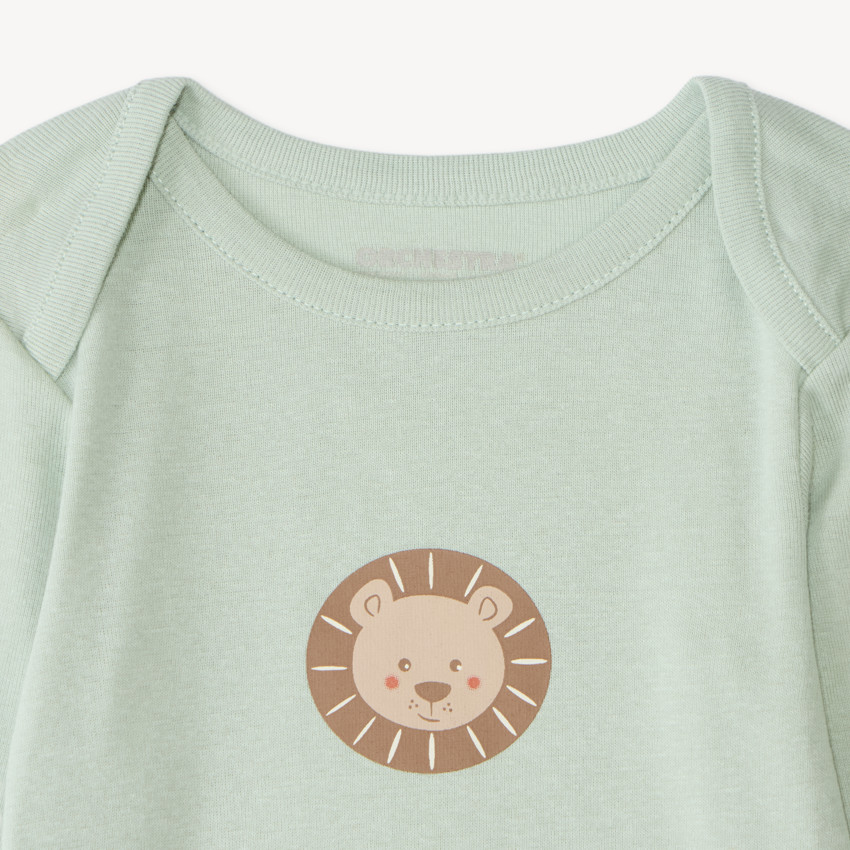 Conjunto de 7 bodies de manga larga para bebé niño con diseño de león. 