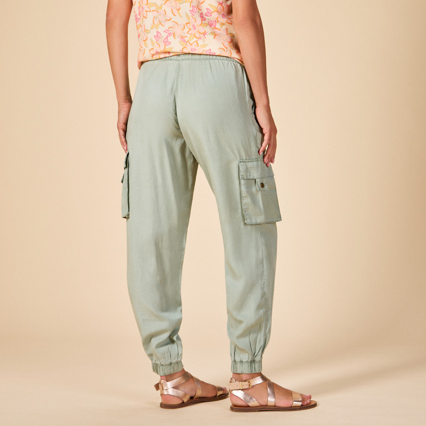 Pantalones para embarazada con bolsillos cargo y banda alta 