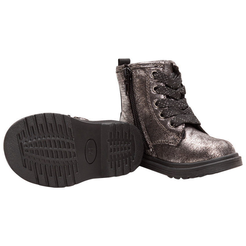 Botines plateados con cordones y cremallera del 20 al 23 