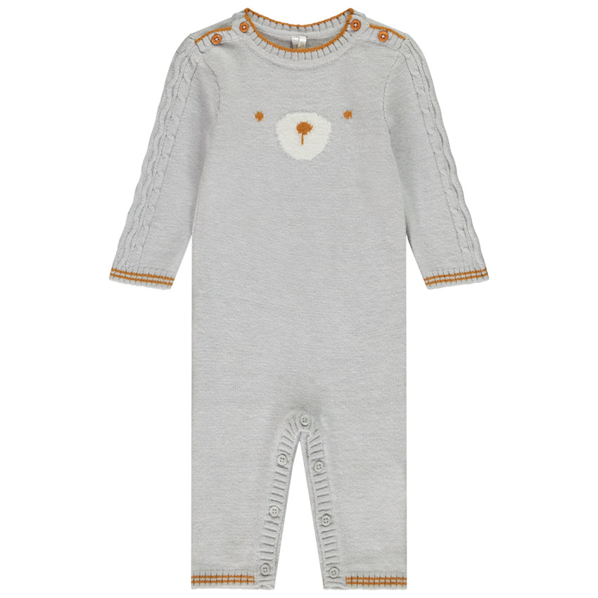 Mono largo en tejido de punto con imagen de osito para bebé niño 