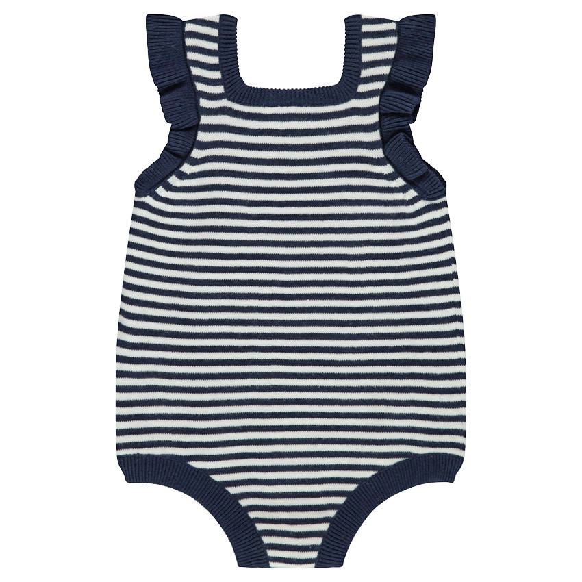 Saco de dormir de rayas de punto con parches y bordados 