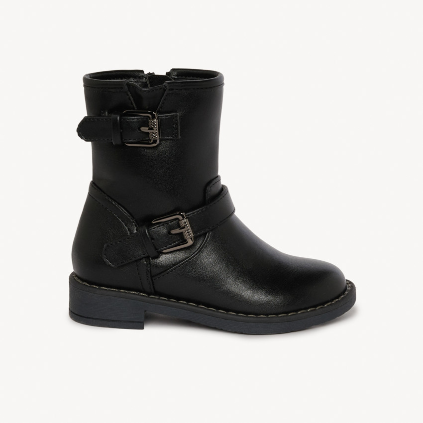 Bottines zippées à boucles en simili cuir pour fille 