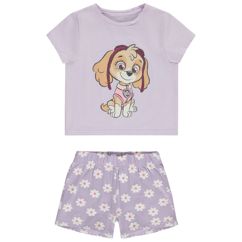 Set de 2 piezas camiseta Skye La Patrulla Canina + short estampado para niña 