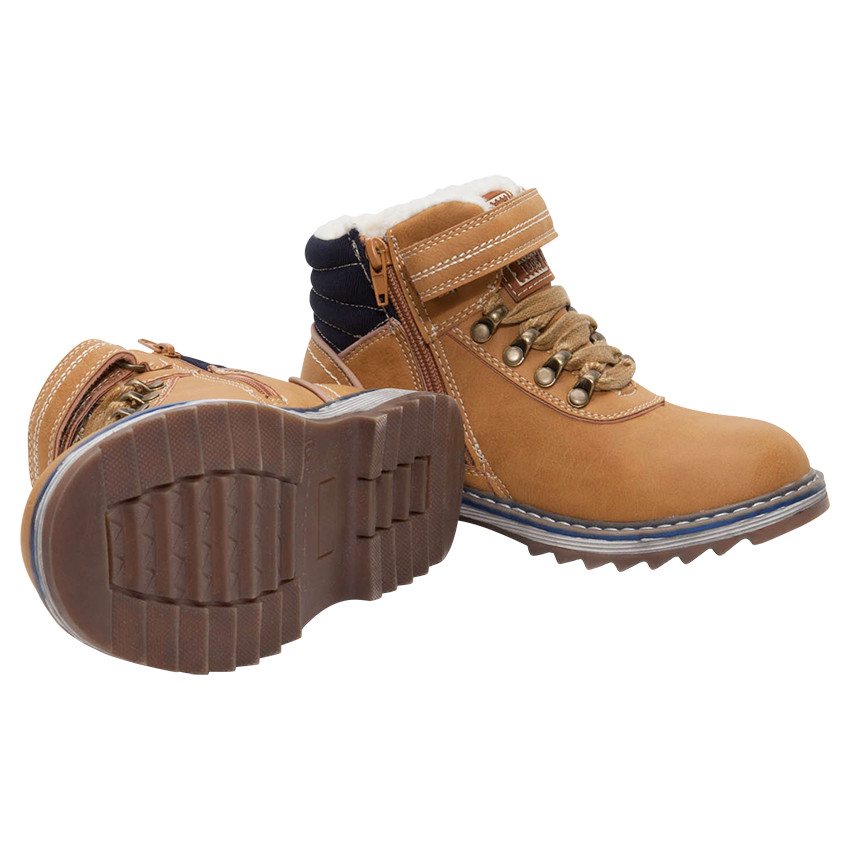 Botines efecti cuero camel con forro de borreguillo 