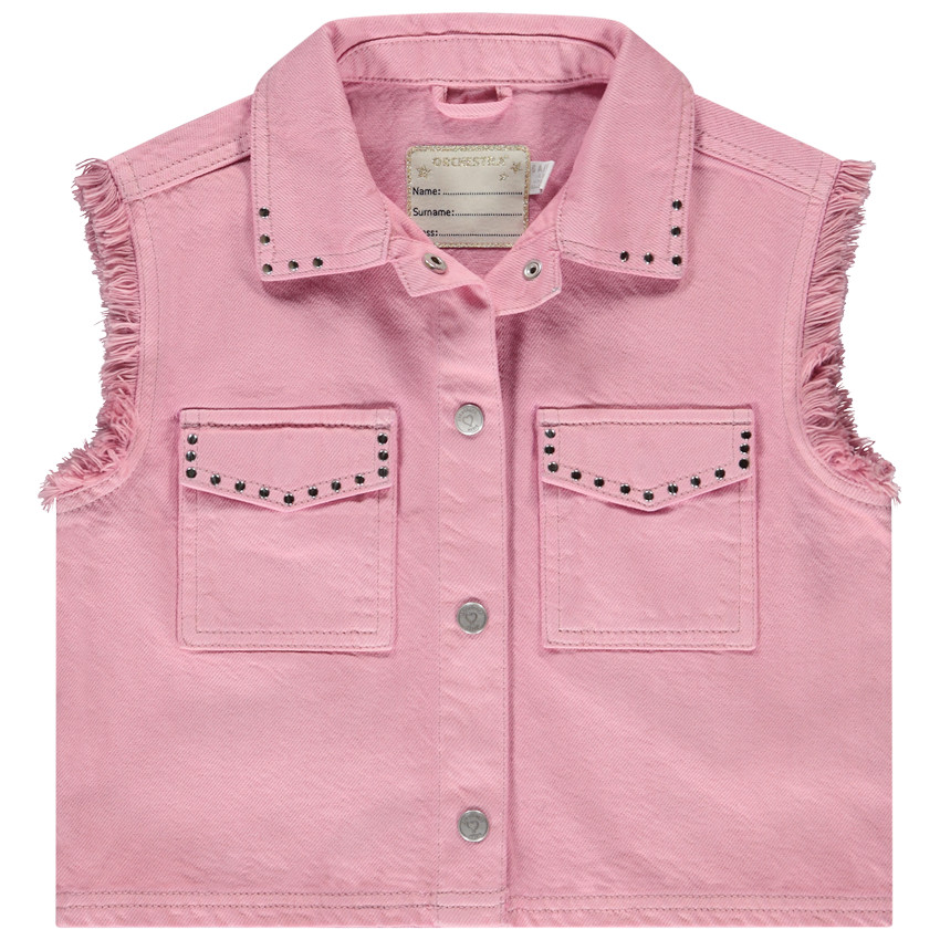 Chaleco vaquero sin mangas con tachuelas decorativas para niña  Additional Chaleco vaquero sin mangas con tachuelas decorativas para niña