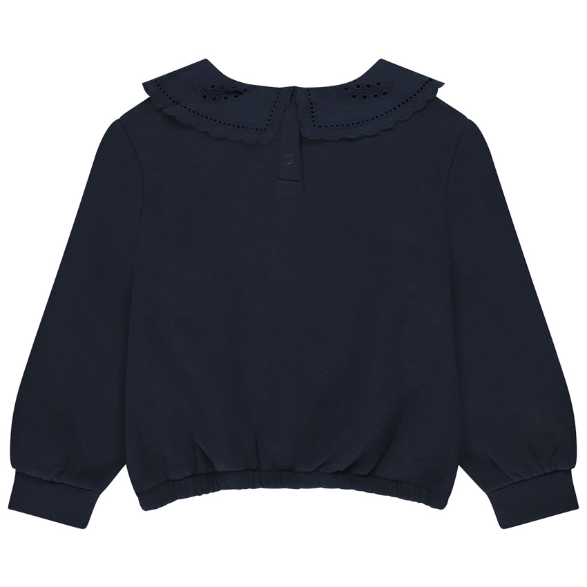 Sudadera con cuello de claudine y bordado inglés para niña  Additional Sudadera con cuello de claudine y bordado inglés para niña