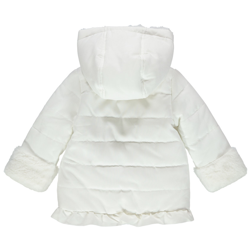 Abrigo alcochado con capucha y forrado con sherpa con corazones bordados  