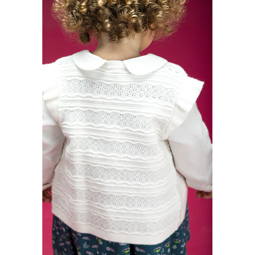 Gilet en maille fantaisie et volants 
