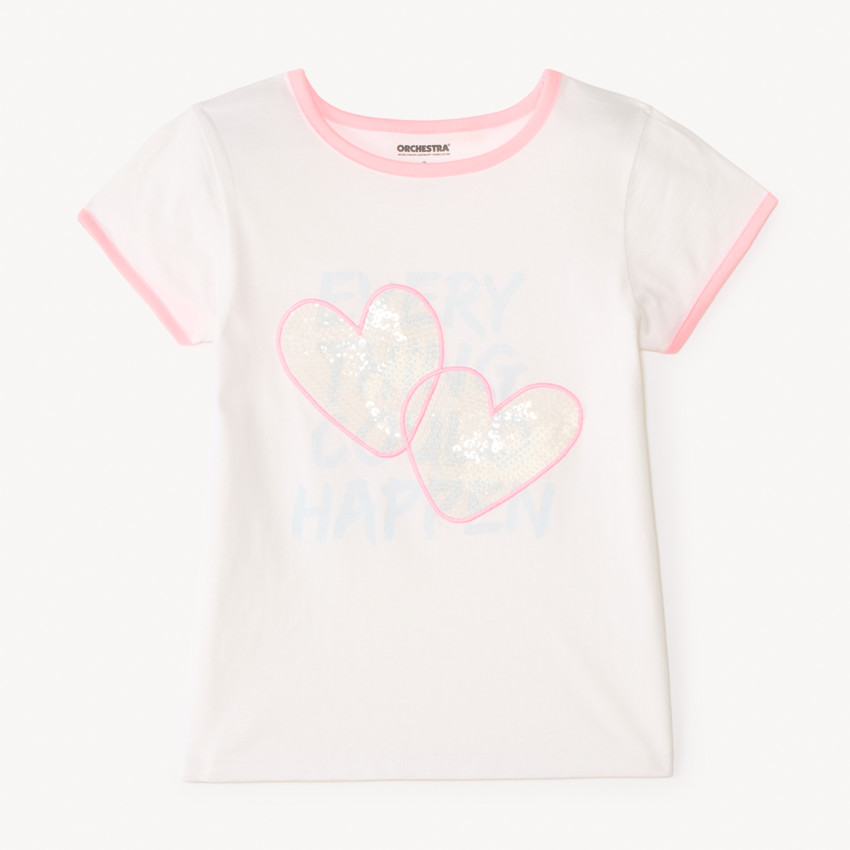 Camiseta de manga corta con motifs de lentejuelas para niña. 