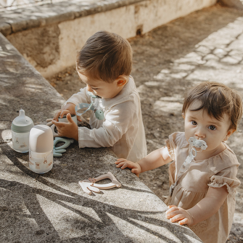 Biberón con tetina fisiológica SX PRO S 150ml Wonderland Conejos beige 