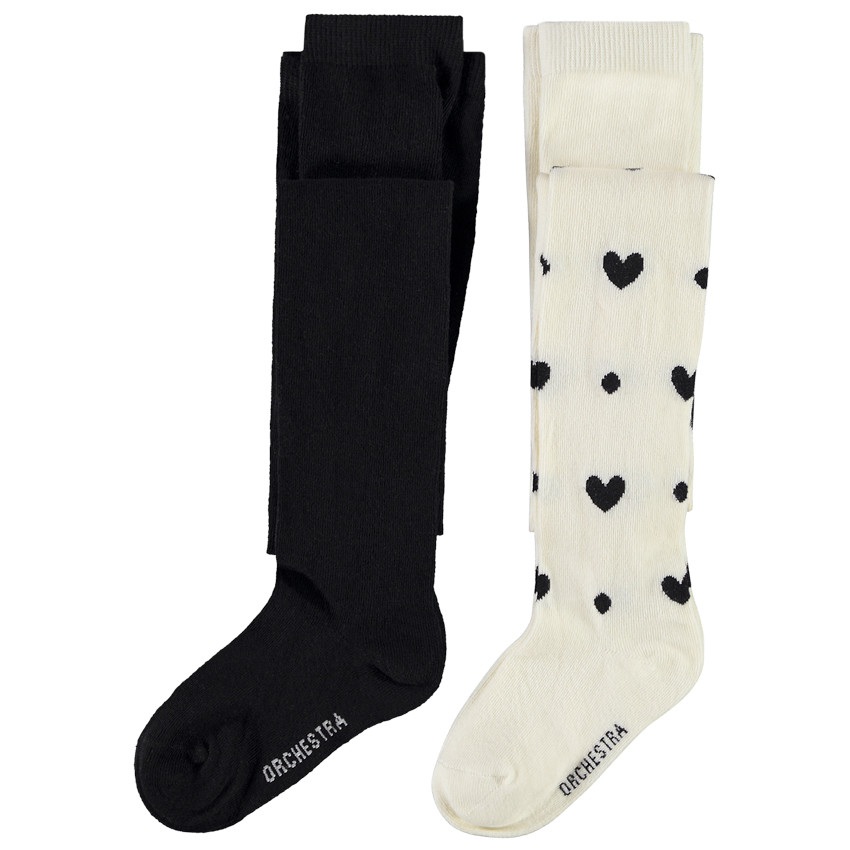 Pack de 2 leotardos gruesos de jacquard para niña 