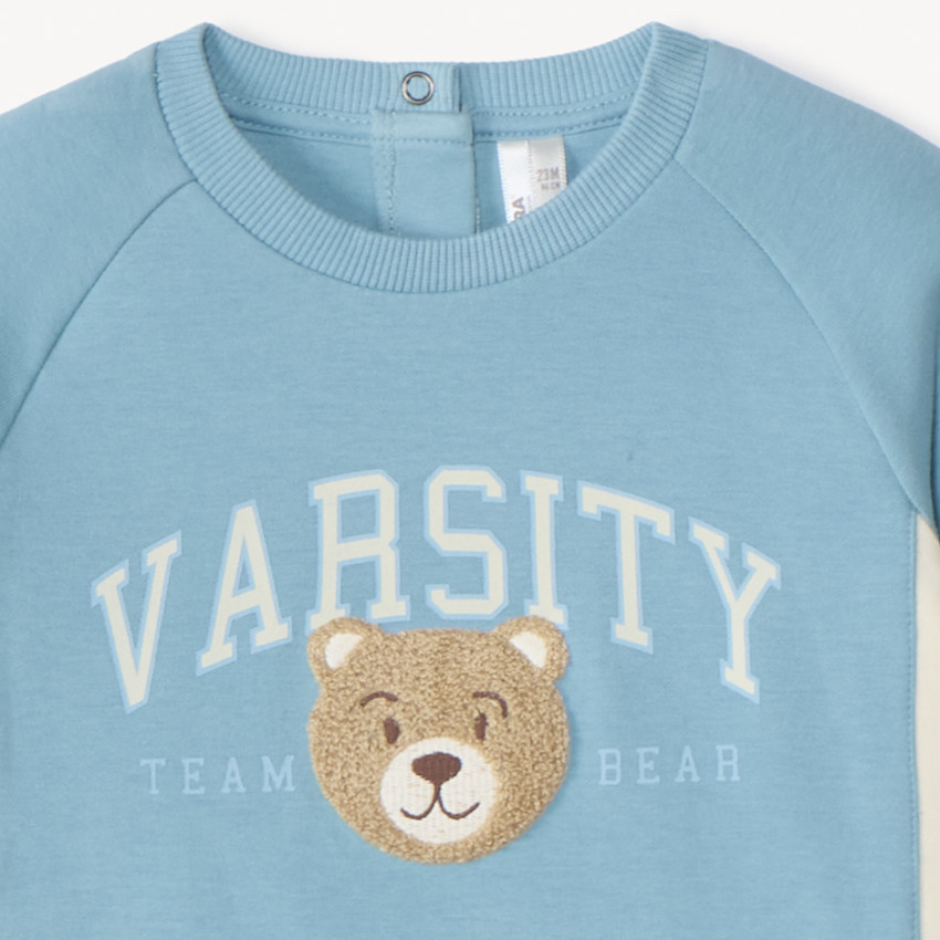 Conjunto de chándal de neopreno con estampado de oso para niño. 