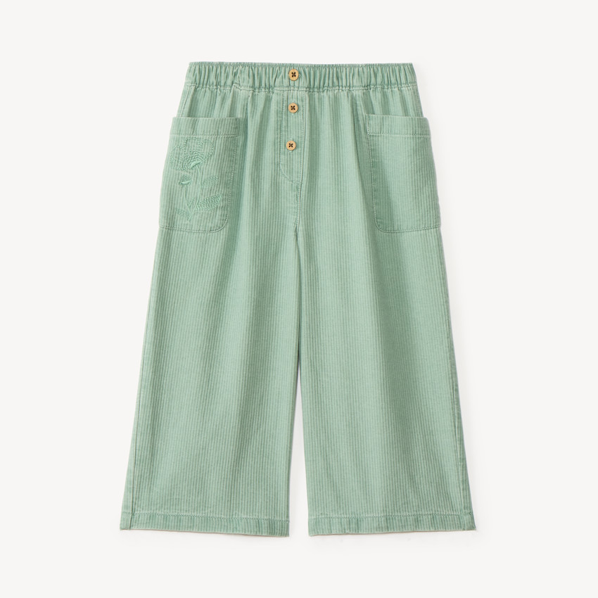 Pantalón amplio para bebé niña con bordado de flores 