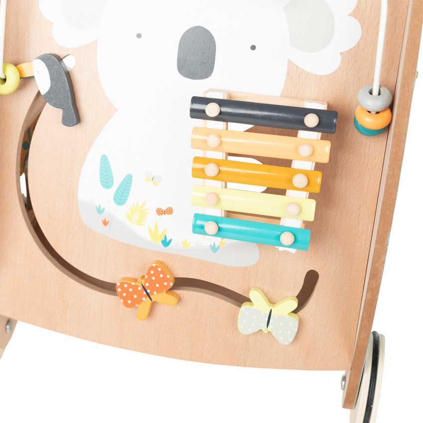 Carrito de actividades y andador de madera Crazy Jungle 