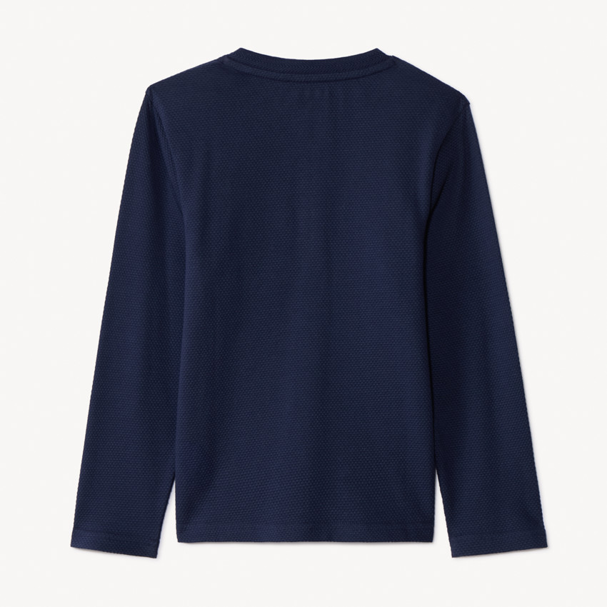 Camiseta de manga larga de punto nido de abeja y cuello tunecino para niño 