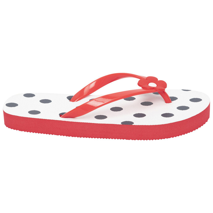 Tongs imprimé pois à badge fleur pour fille avec lanière selon l Tongs imprimé pois à badge fleur pour fille avec lanière selon l