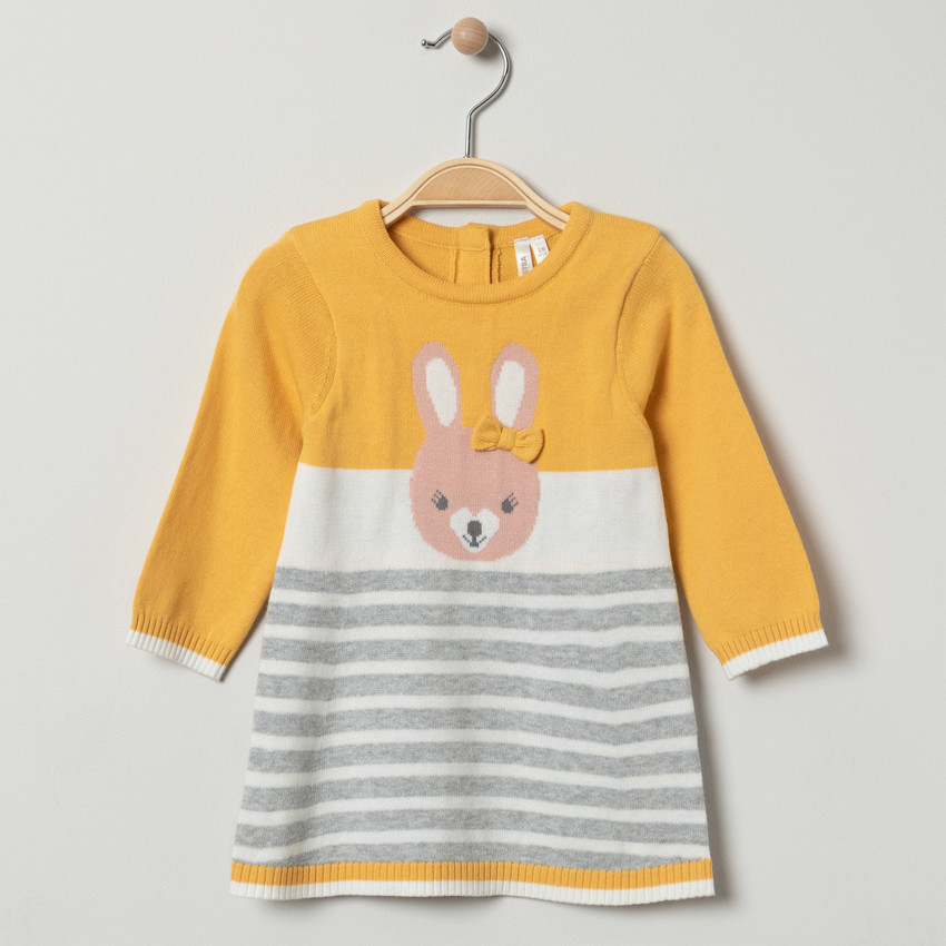 Vestido de punto de manga larga motivo conejito 