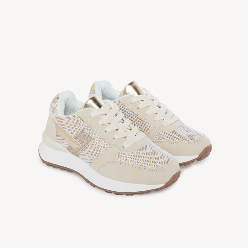 Zapatillas brillantes con toques dorados para niña 